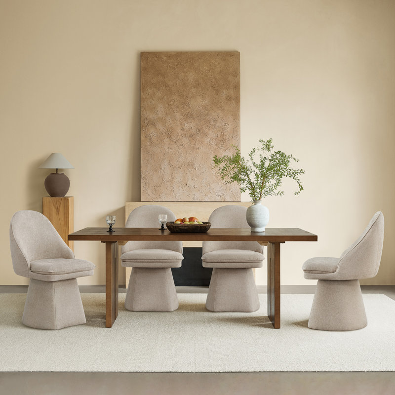 Swivel Fabric Upholstered Dining Chair, 4, Khaki