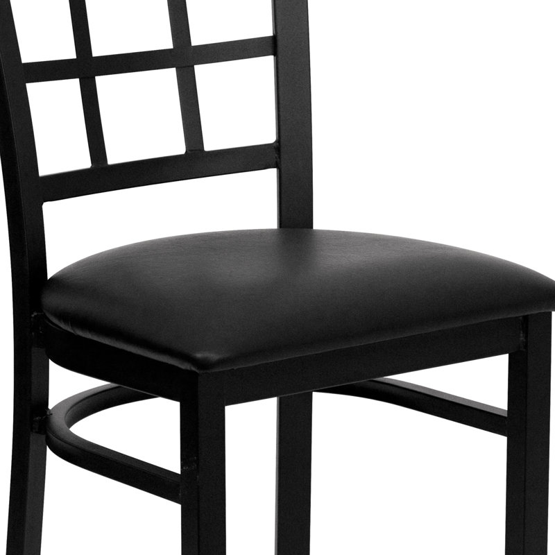 Chaise de restaurant en métal Prompton Modern, Vinyle noir