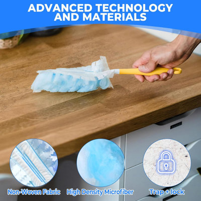 50 Pack Duster Refills Only, Microfiber Replacement Heads for Blinds, Blue, Electrostatic Microfiber Captures Dust, Ideal for Furniture, Blinds & Fans for Homeowners & Cleaners