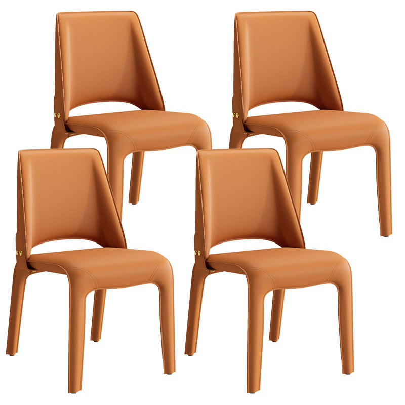 Vannes Vegan Leather Dining Chair, Orange, 4, No Assembly Needed