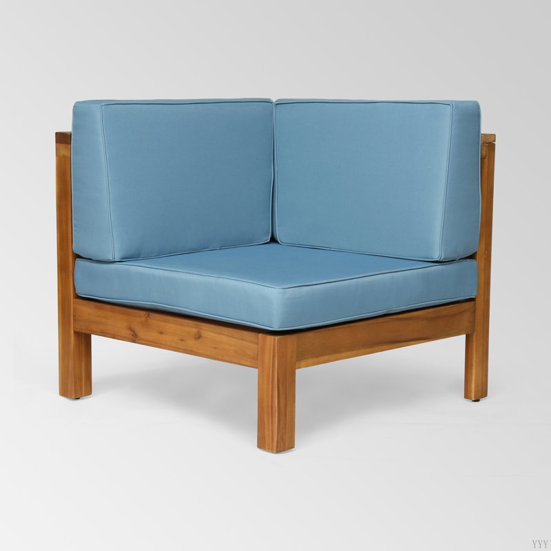 Chaise de coin Oana, Bois, Bleu