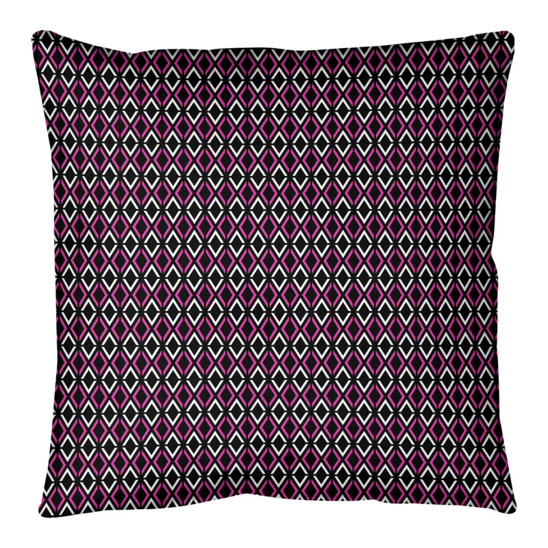 Coussin Katelyn Elizabeth, 28 po x 28 po, Noir / Rose