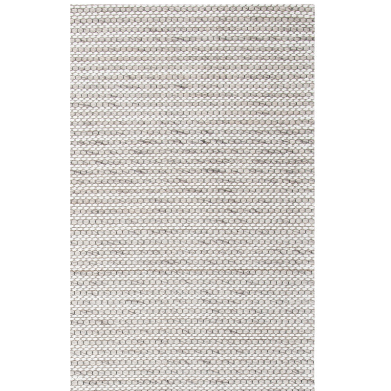 Tapis brun clair / ivoire en laine à tissage plat Roque, Rectangle 6 pi x 9 pi