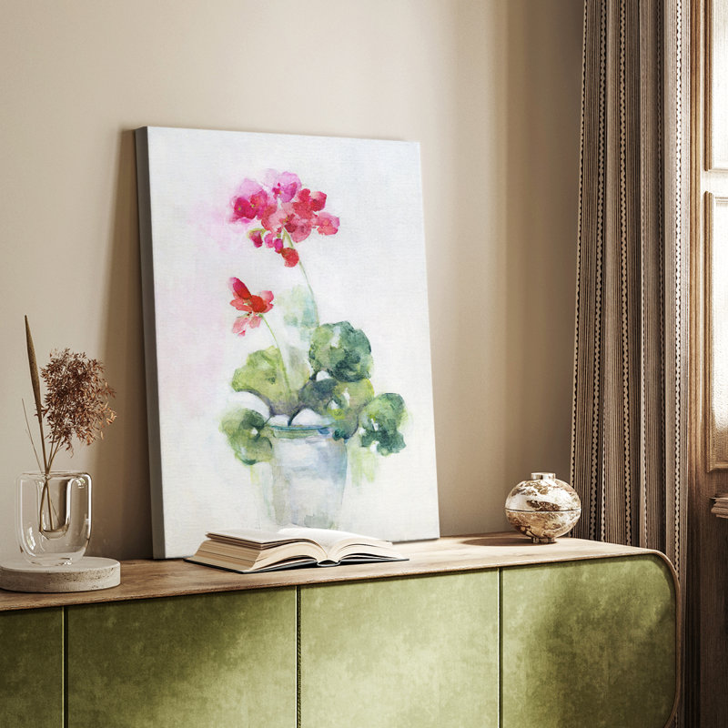 Doux géranium I - galerie Cavas, H 36 po x l 24 po