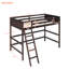 Lit mezzanine simple en bois massif avec espace intégré-2072695451