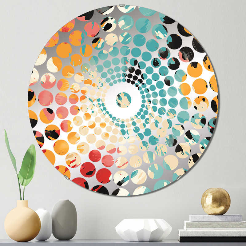 Multicolore Feather Fury - Miroir décoratif à cercles concentriques, 23,6 po x 23,6 po