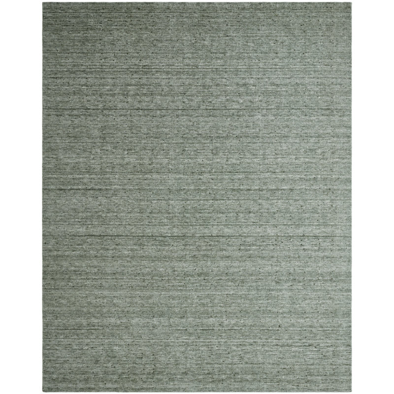 Luxe Sage Veil Wool Handcrafted Area Rug, Rectangle 5'6" x 8'6", Gray/Green
