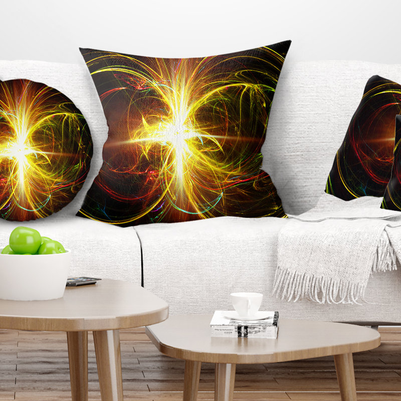 Fractal Hoops - Coussin imprimé abstrait, 16 po x 1 po, Coussin décoratif