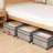 Under Bed Storage Container With Wheels And Clear Lids, Large Capacity Rolling Organizer For Clothes, Shoes, Blankets, Adjustable Height, Durable Fabric And Metal Frame