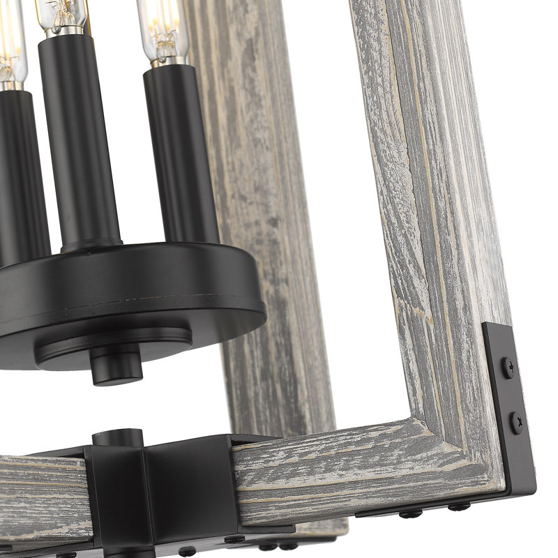 Luminaire suspendu carré / rectangulaire à 3 lumières avec accents en bois Yulia