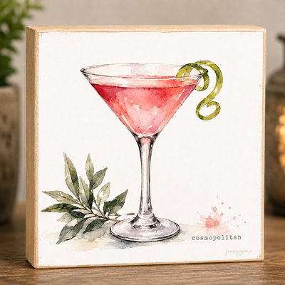 Cosmopolitan Mini Art Block, 5.5-Inch Square Wood Decorative Sign