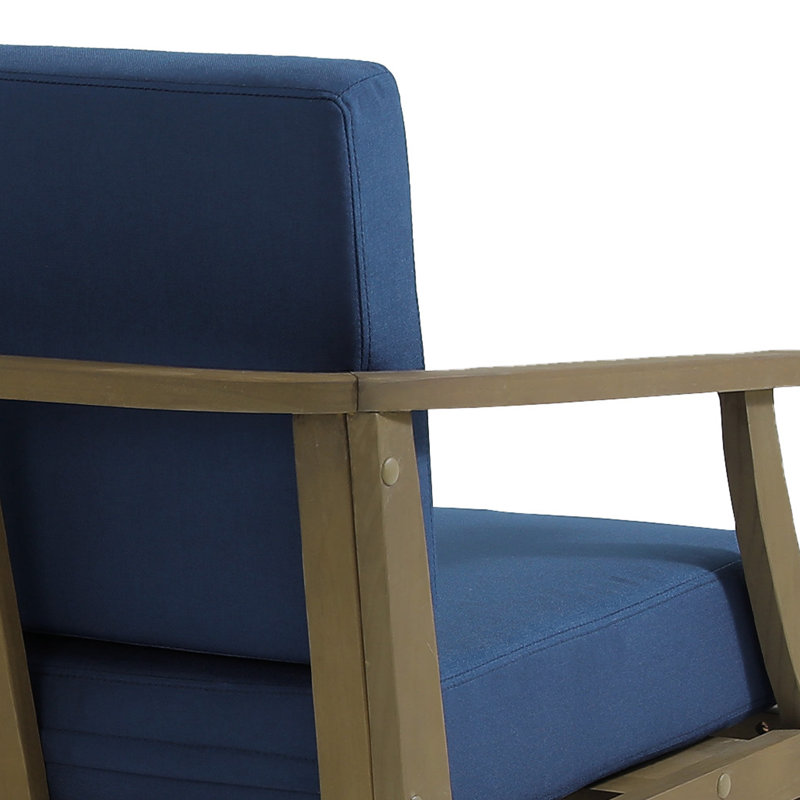 Polett Teak Outdoor Two-person Patio Set With Cushions And Side Table, Brown, Navy