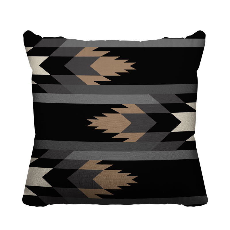 Coussin intérieur / extérieur Lansa Southwestern, L 19 po x H 19 po, Noir
