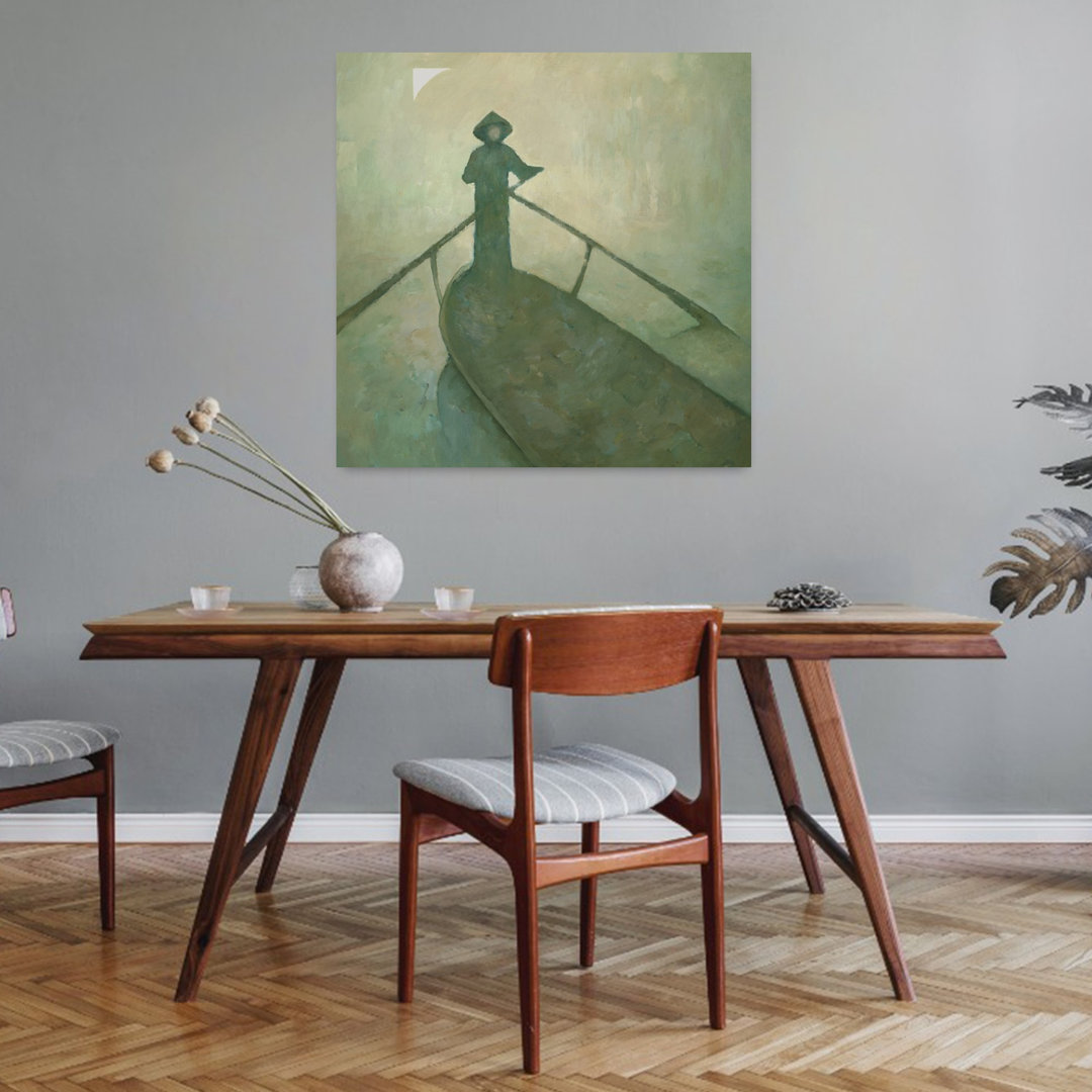 Misty Boat Journey Peaceful Serene Tranquil Wall Art Print