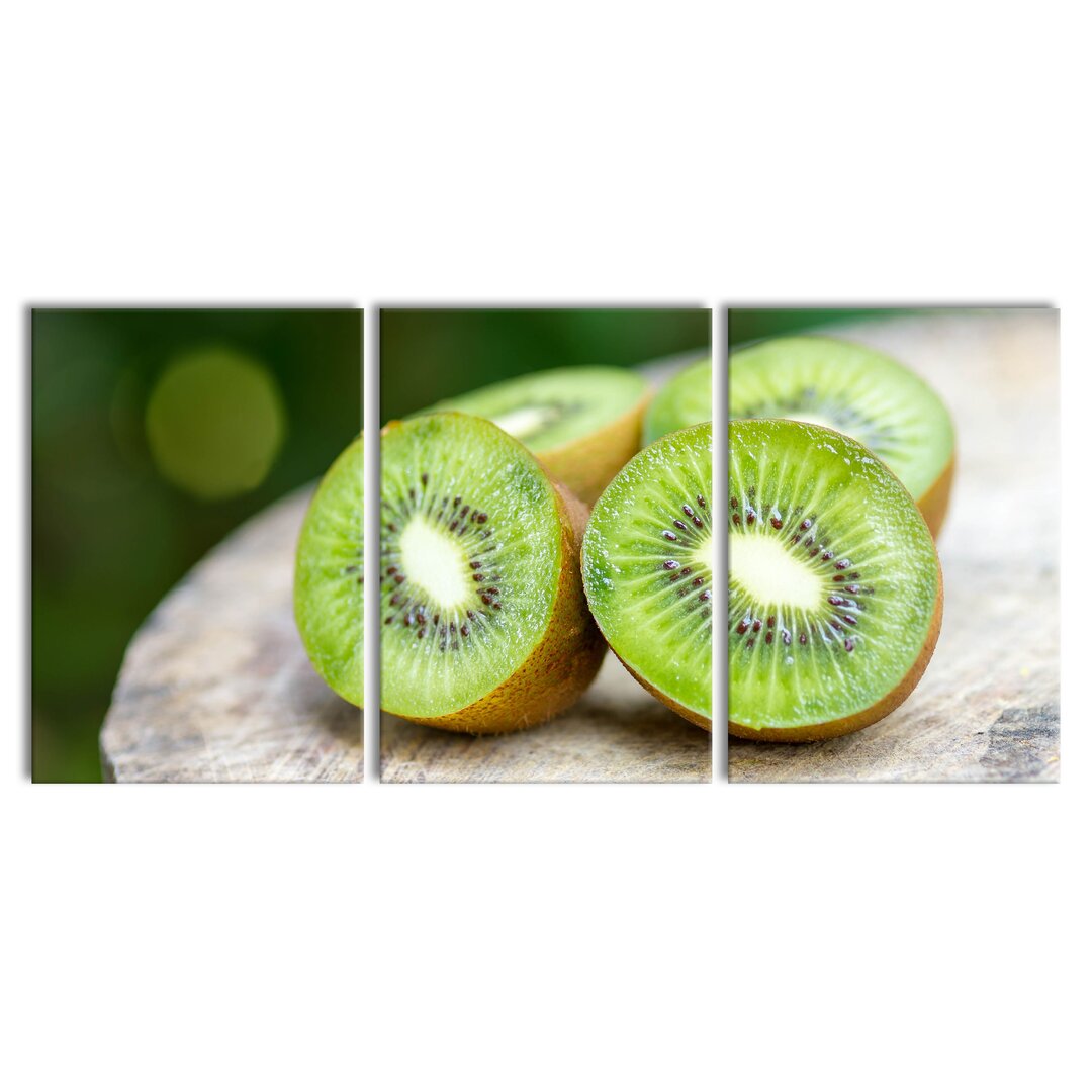 3-tlg. Leinwandbilder-Set Delicious Sliced Kiwis