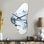 Sabre gris bleu minimalisme forêt reflets I - Minimalisme horloge murale en métal asymétrique, impression d'horloge murale de forme unique moderne