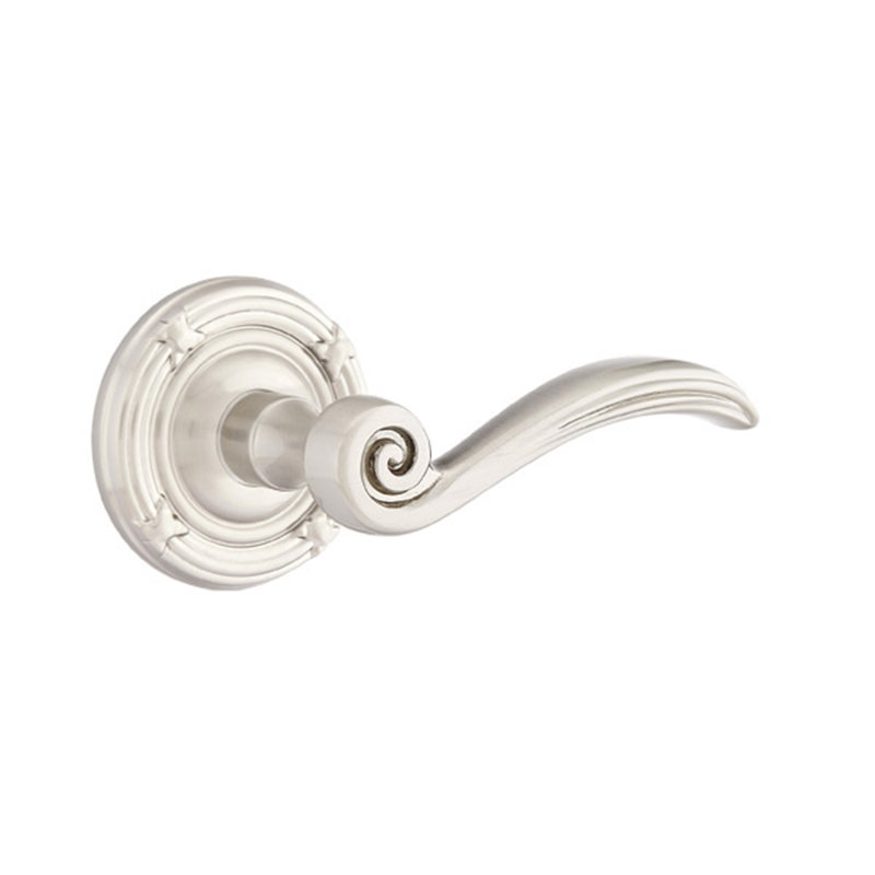Faux levier de porte double avec rosette Elan, Droite, Nickel satiné