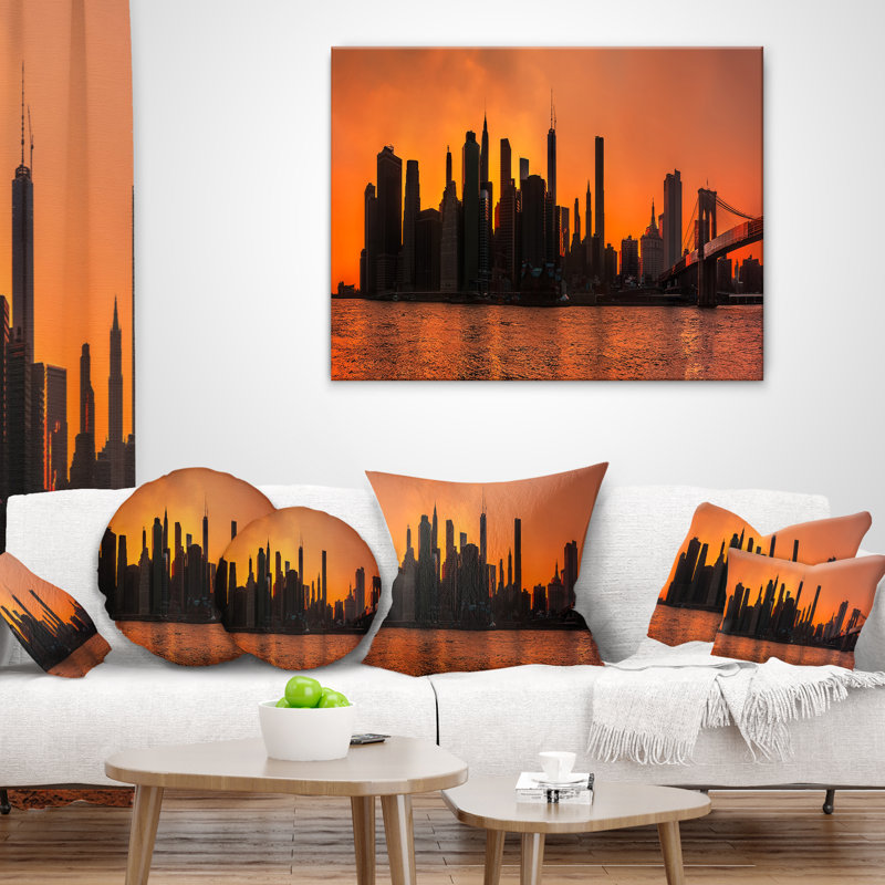 Silhouettes de Manhattan - Coussin décoratif imprimé paysage urbain