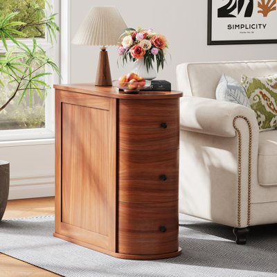 Malaga Wood Narrow Side Table with 3 Drawers 