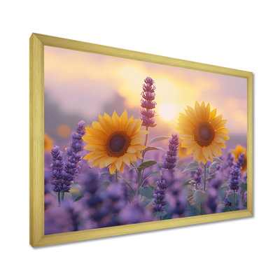 Creager Sunflowers In A Lavender Field - Sunflowers Large, art mural