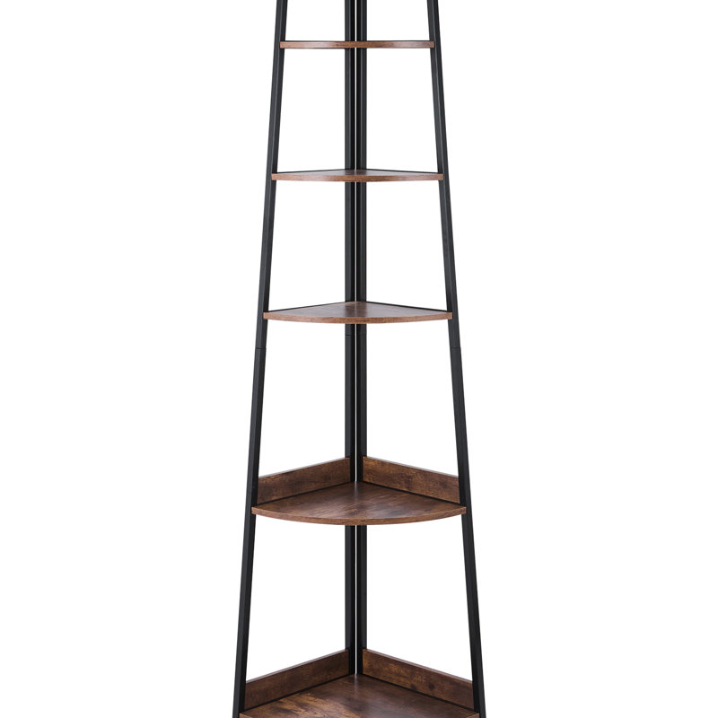 Tall Corner Shelf With 5 For Storing And Displaying Books, Artwork, Decor - Stable 90 Right Angle Design Tier Large Capacity Organizing Headphones, Plants, Small Strong Metal Thickened Shelves