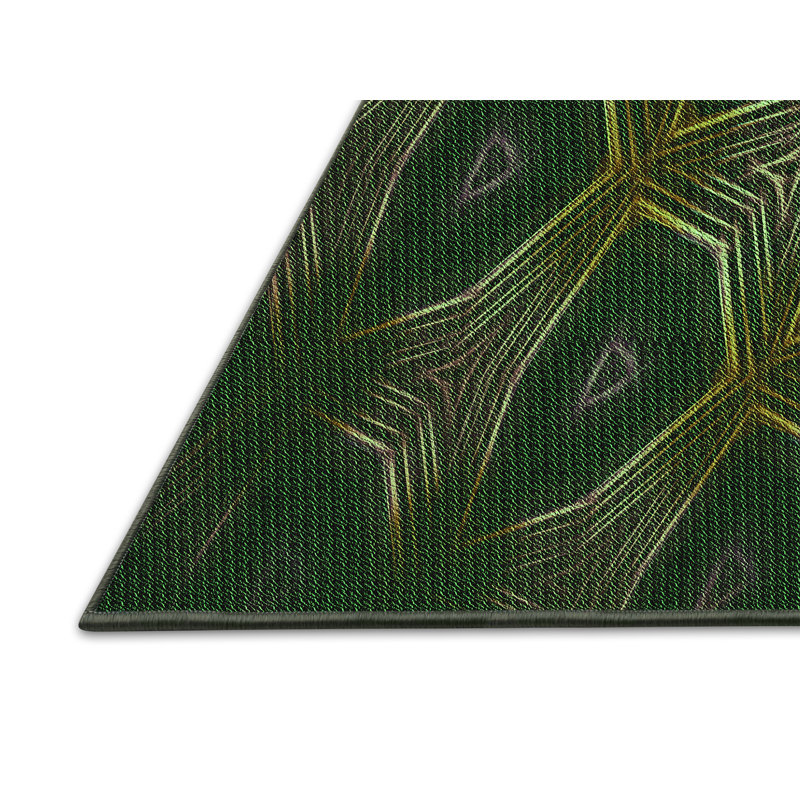 Tapis en laine vert / gris clair, Rectangle 7 pi x 10 pi