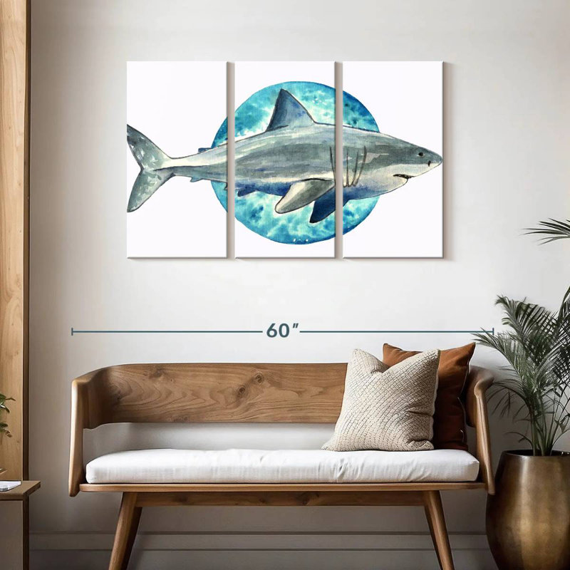 Watercolor Shark, 28" H x 45" W
