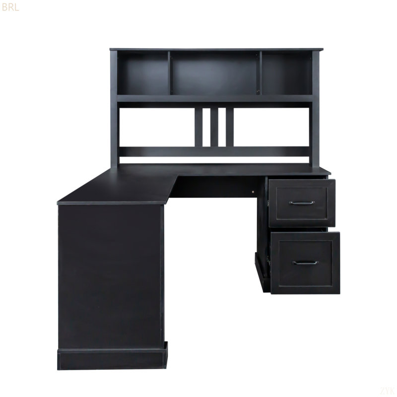 Bureau d'ordinateur à domicile avec huche, Noir
