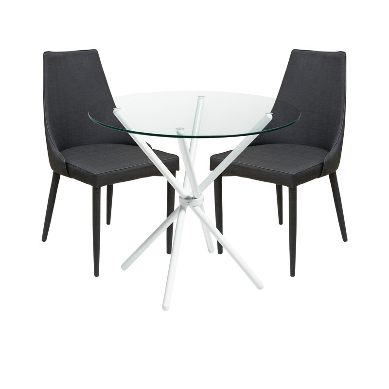 Brookhn 2 - Person Dining Set, Black, Chrome