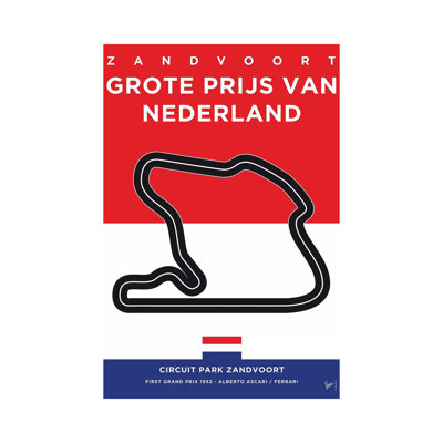 F1 Zandvoort Race Track Minimal Poster by Chungkong - Wrapped Canvas Print