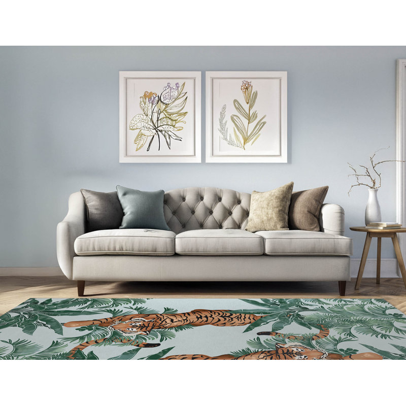 Rumble In the Jungle Indoor Non-Slip Area Rug, Rectangle 4' x 6'