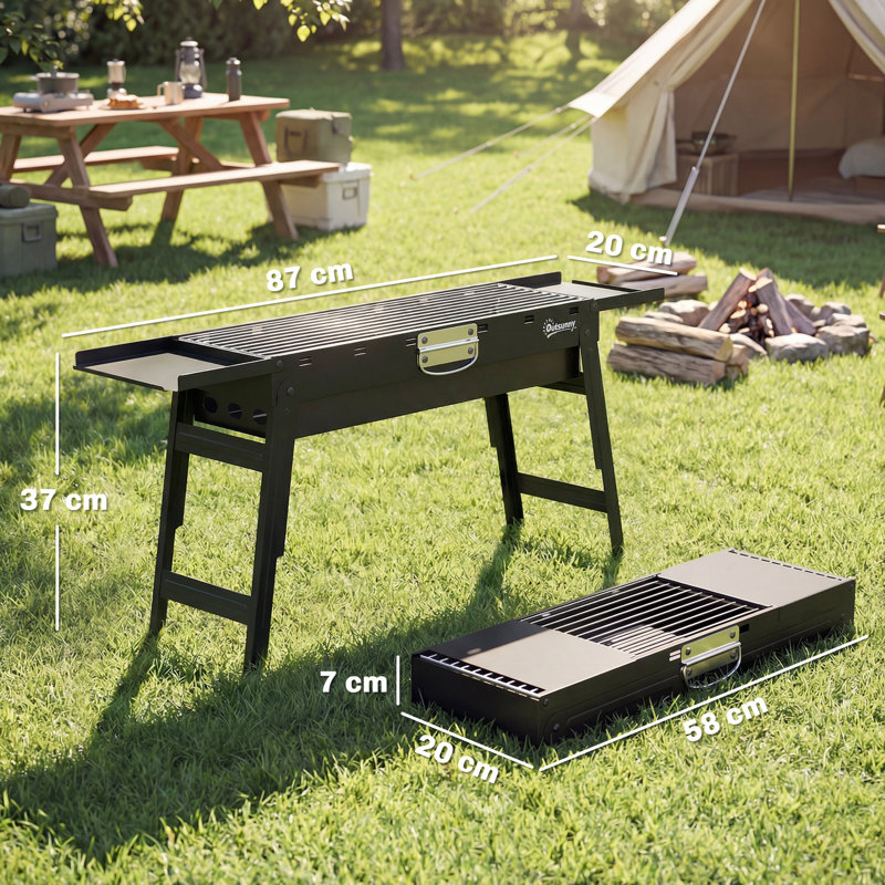 Outsunny 87cm W Portable Charcoal Grill, Black