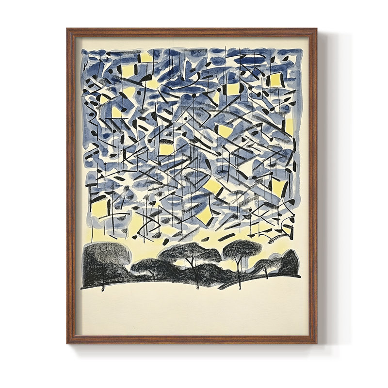 Série ABSTRACT DLxxx - reproduction encadrée de qualité supérieure - prête à être accrochée - aucun clou requis, Noyer