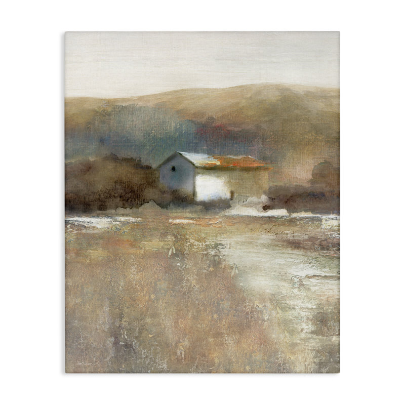 «Distant Cabin with Rustic Scenery», art mural par Carol Robinson, H 30 po x l 24 po