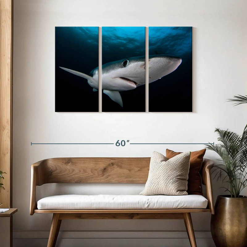 Requin bleu sous-marin Brampt, H 28 po x l 45 po