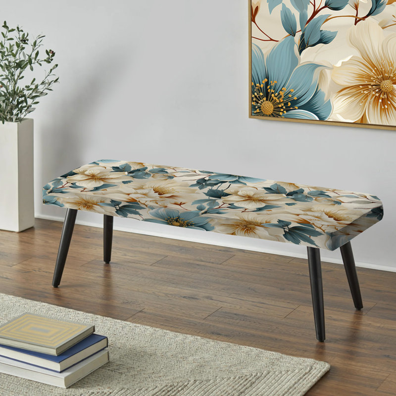 Banc rembourré Sandy beige et bleu Hydrangea Tranquility VI
