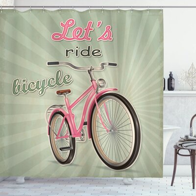 Vintage Retro Pop Art Bike Shower Curtain Set -  Ambesonne, sc_17801_long