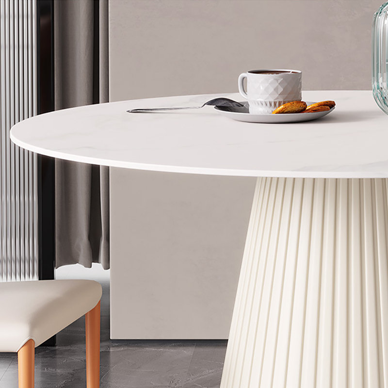 Kyley Round Metal Base Dining Table, 29.5"H x 51.2"L x 51.2"W