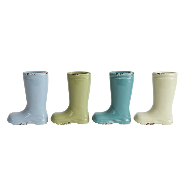 Petits vases à bottes en grès avec finition patinée