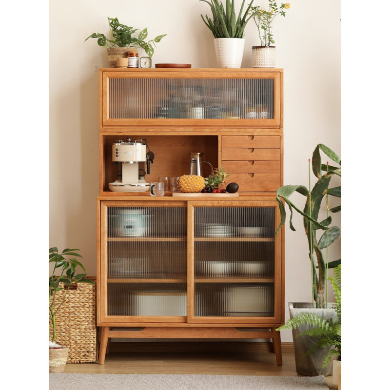 Armoire à nourriture en bois massif et verre Modern Minimalist