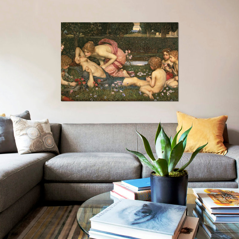 «The Awakening of Adonis, 1899» par John William Waterhouse, reproduction sur toile, H 26 po x l 40 po x P 1,5 po, Non mat