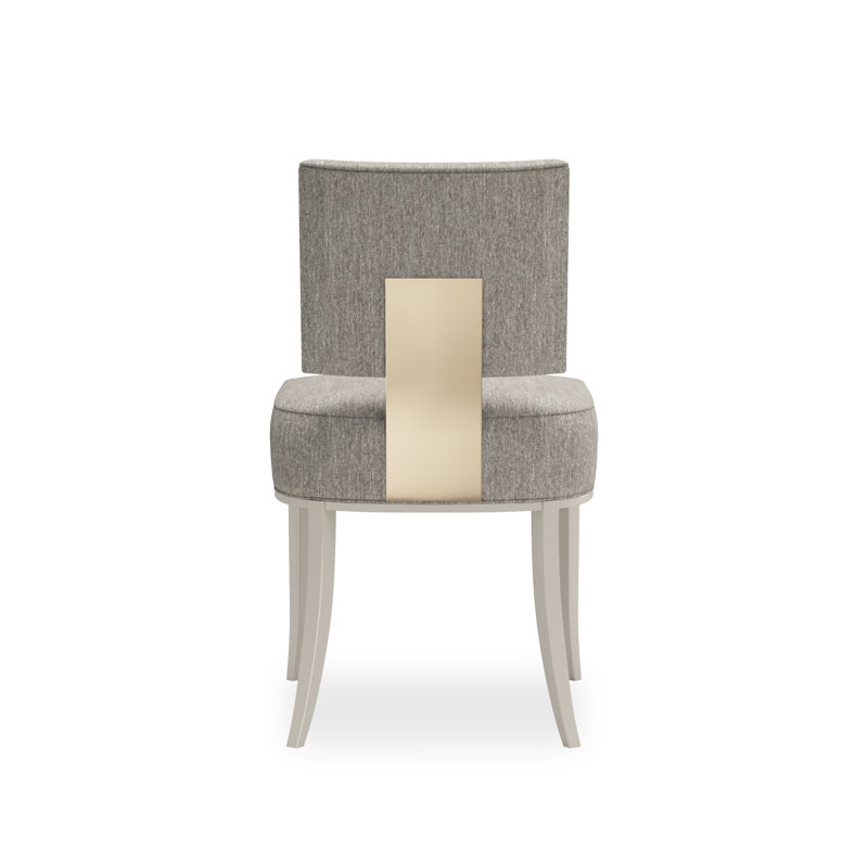 Caracole Classic Upholstered Dining Chair, Gray, Silver/Gold
