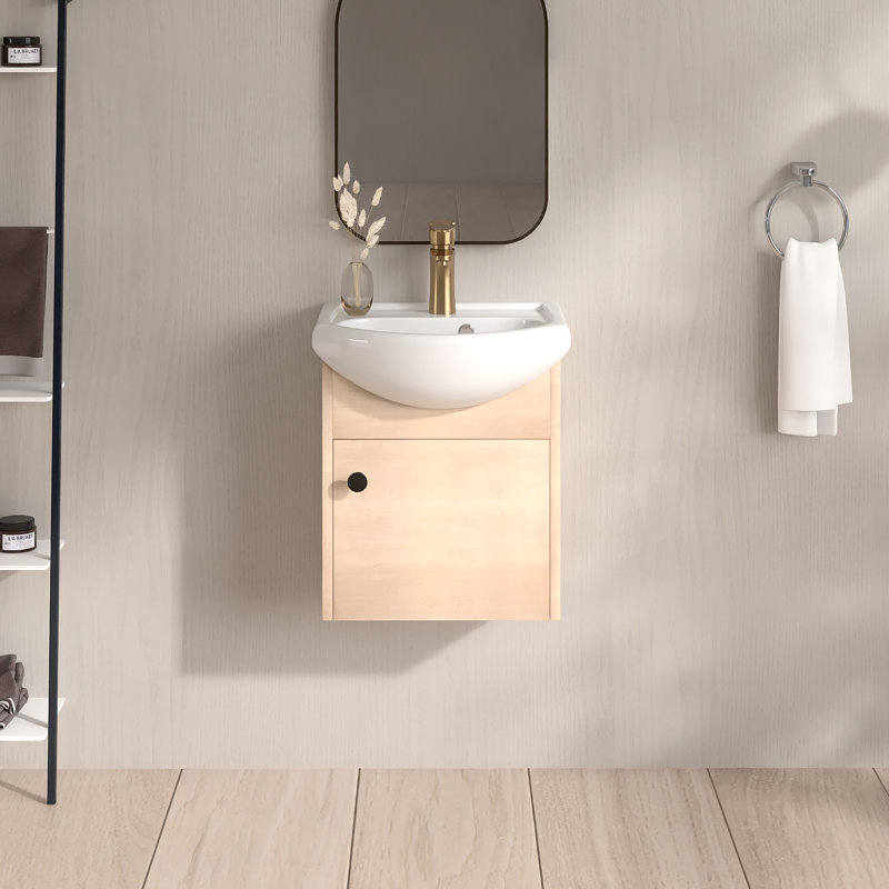 Meuble-lavabo mural simple 18 po avec lavabo en céramique blanche