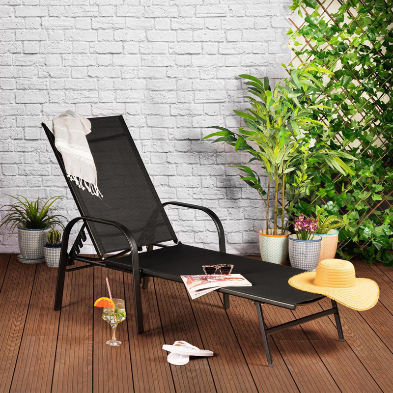 190cm Long Reclining Single Chaise, Black