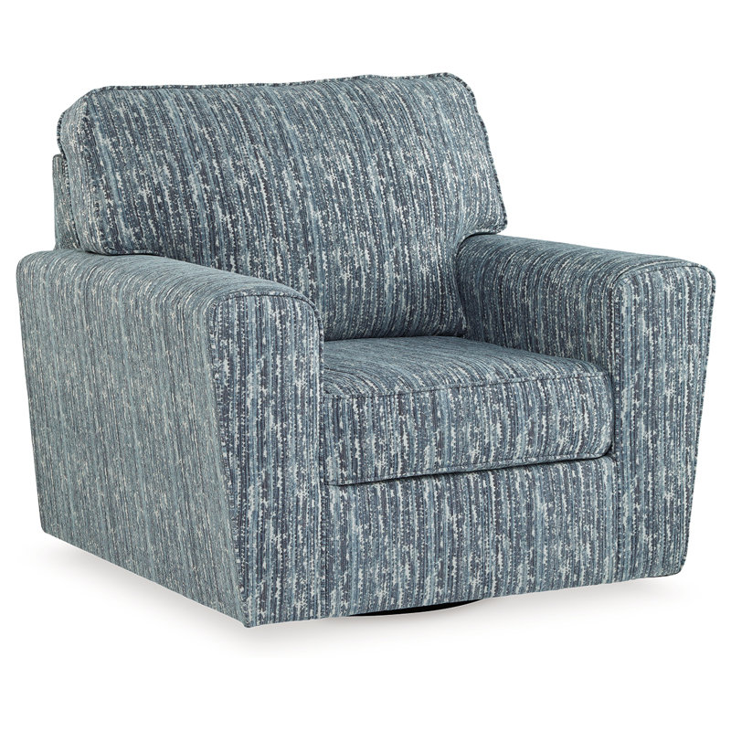 Twilight Black Stripe Swivel Accent Chair with Metal Base