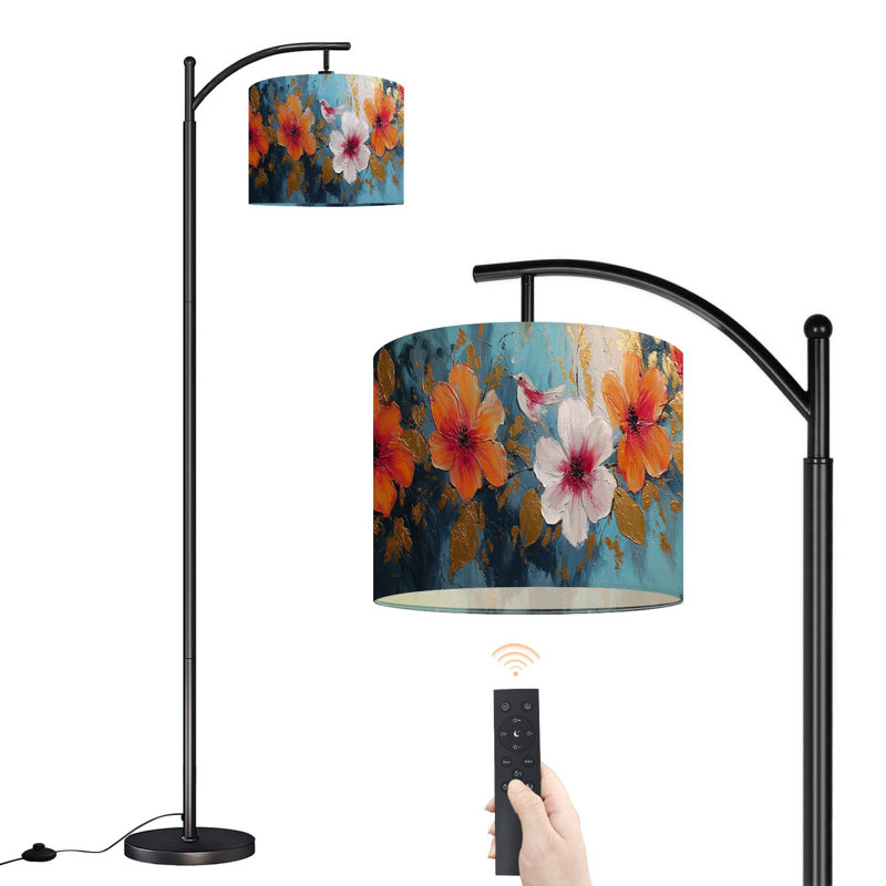 Lampe sur pied arc avec abat-jour réglable, reproduction d'art abstrait, peinture sur pied, lampe sur pied, 3 températures de couleur, gradateur haut, avec interrupteur au pied pour chambre à coucher