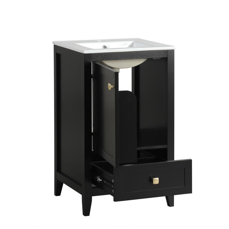 Meuble-lavabo simple 20 po, Noir
