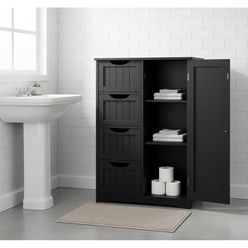 Engineered Wood Bathroom Cabinet, Black