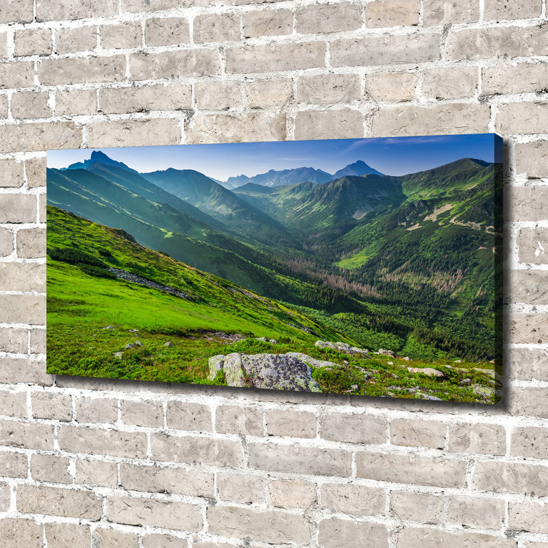 Dawn In The Mountains - No Frame Print on Glass, 70cm H x 140cm W x 2cm D, Canvas
