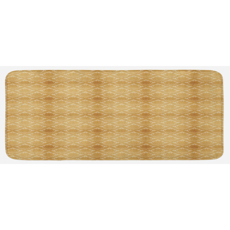 Tapis de cuisine ambre moutarde à motif floral
